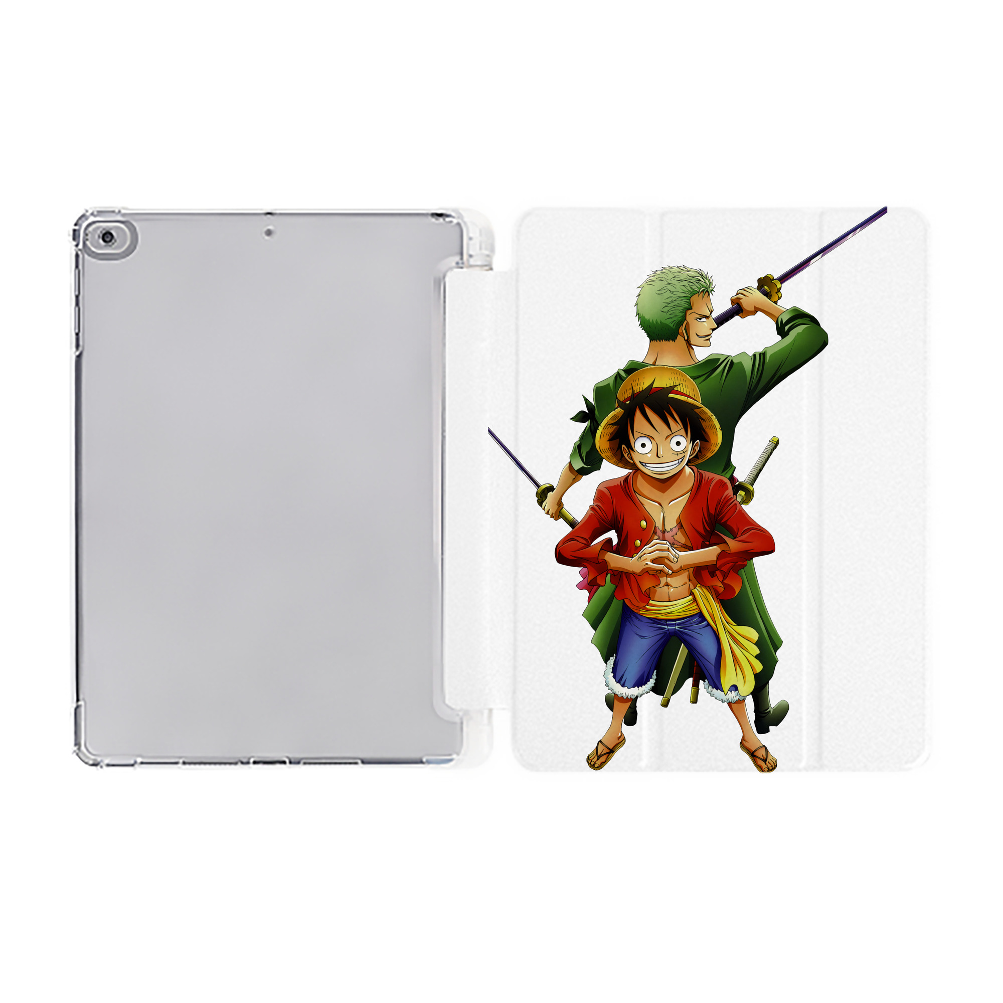 （画像用） ワンピース モンキー・D・ルフィ ONE PIECE Monkey D. Luffy IPad ケース ペン収納付き 三つ折りスタンド PUレザー×シリコン 対応機種9.5/10.5/10.9インチ